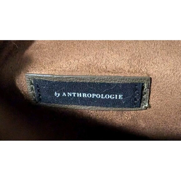 Anthropologie Viola Convertible Tote & Clutch Bag Olive Green NWT Pebble Leather - Picture 8 of 12